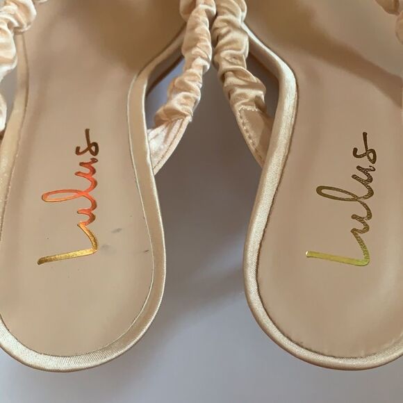 Lulu’s Cabrera Champagne Satin Square Toe High Heel Sandals - Picture 10 of 10